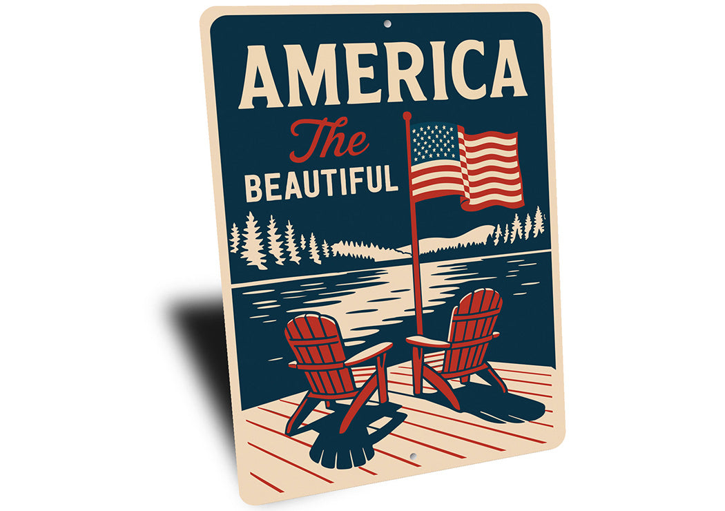 America the Beautiful Aluminum Sign Patriotic Home Decor
