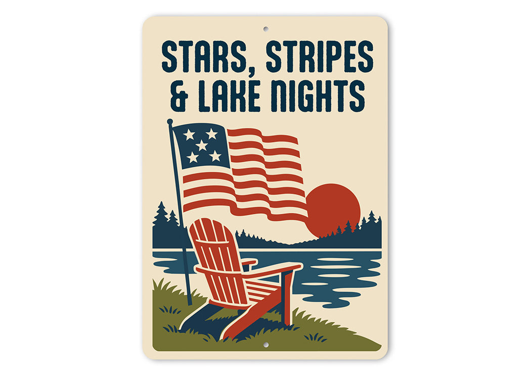 Stars Stripes & Lake Nights Aluminum Patriotic Lake Decor