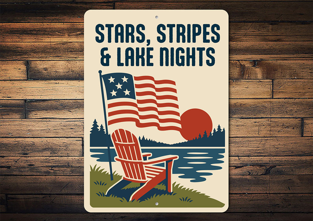 Stars Stripes & Lake Nights Aluminum Patriotic Lake Decor