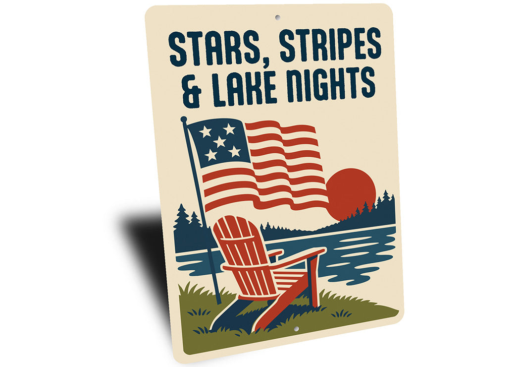 Stars Stripes & Lake Nights Aluminum Patriotic Lake Decor
