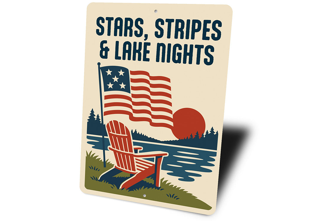 Stars Stripes & Lake Nights Aluminum Patriotic Lake Decor