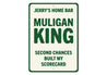 Custom Home Bar Mulligan King Aluminum Sign Golf Humor