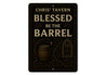 Vintage Blessed Be The Barrel Aluminum Tavern Sign