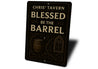 Vintage Blessed Be The Barrel Aluminum Tavern Sign
