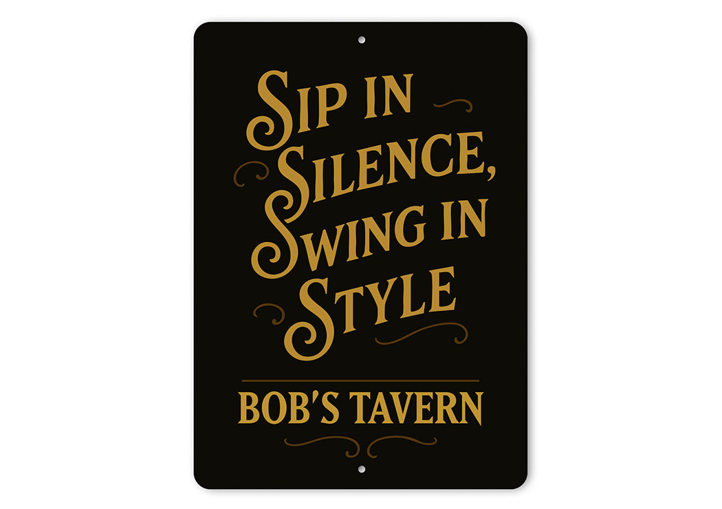 Vintage Spin in Silence, Wing in Style Aluminum Tavern Sign