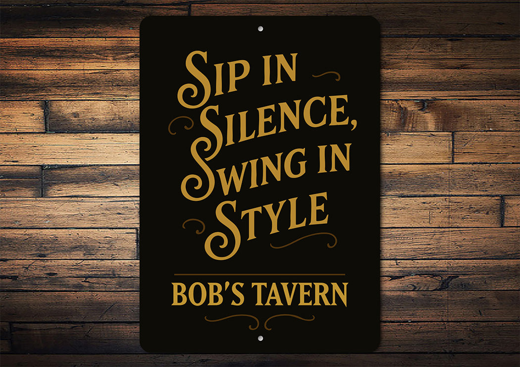 Vintage Spin in Silence, Wing in Style Aluminum Tavern Sign