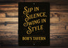 Vintage Spin in Silence, Wing in Style Aluminum Tavern Sign