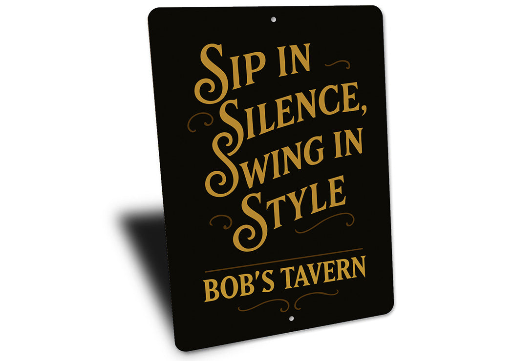 Vintage Spin in Silence, Wing in Style Aluminum Tavern Sign