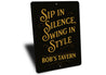 Vintage Spin in Silence, Wing in Style Aluminum Tavern Sign