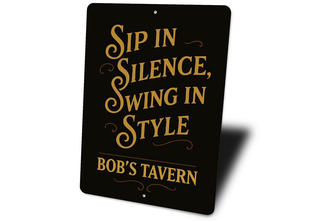 Vintage Spin in Silence, Wing in Style Aluminum Tavern Sign