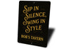 Vintage Spin in Silence, Wing in Style Aluminum Tavern Sign
