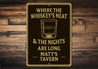 Vintage Where the Whiskey's Neat Aluminum Tavern Sign