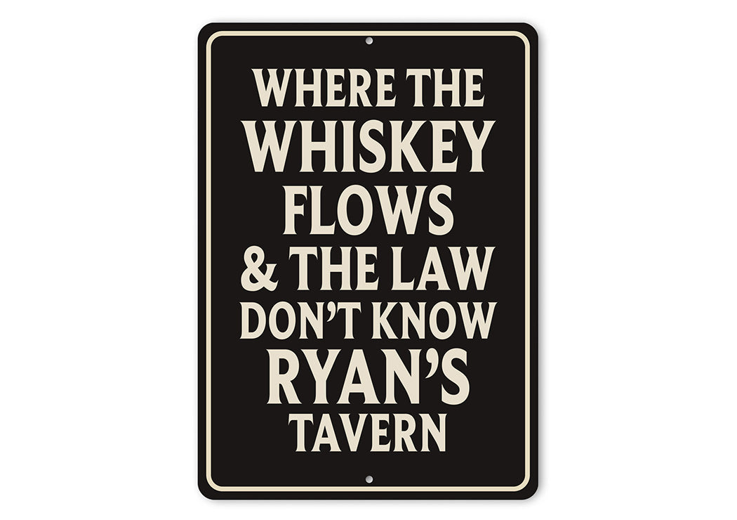 Vintage Where the Whiskey Flows Aluminum Tavern Sign