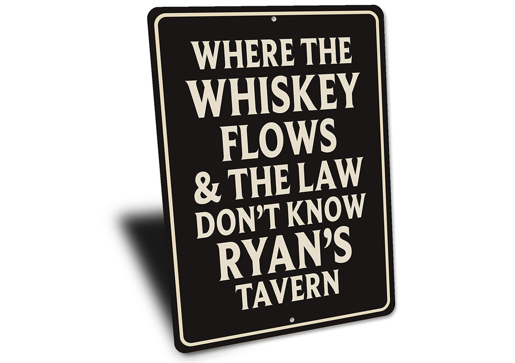 Vintage Where the Whiskey Flows Aluminum Tavern Sign