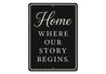 Rustic Home Where Our Story Begins Aluminum Wall Sign