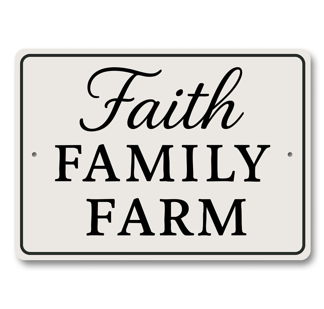 Rustic Faith Family Farm Aluminum Wall Sign Farmhouse Decor