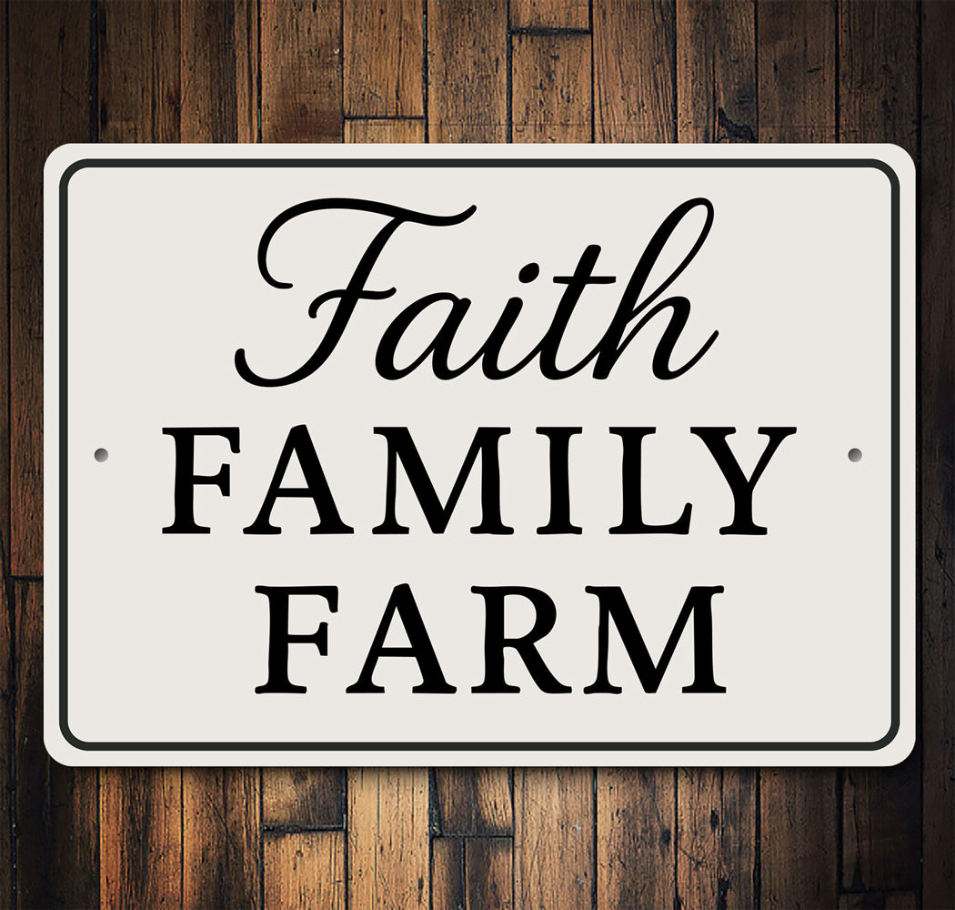 Rustic Faith Family Farm Aluminum Wall Sign Farmhouse Decor