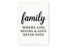 Rustic Family Where Life Begins & Love Never Ends Wall Sign