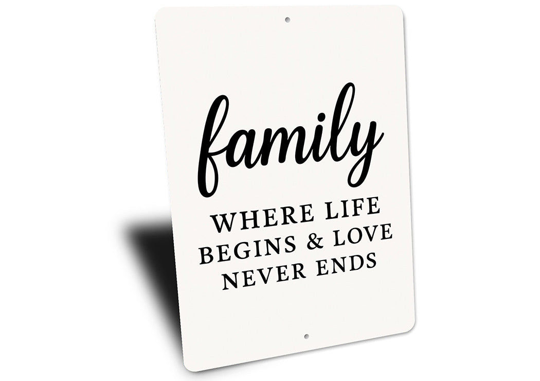 Rustic Family Where Life Begins & Love Never Ends Wall Sign