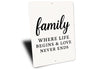 Rustic Family Where Life Begins & Love Never Ends Wall Sign