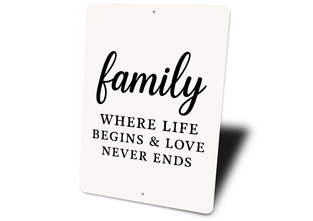 Rustic Family Where Life Begins & Love Never Ends Wall Sign