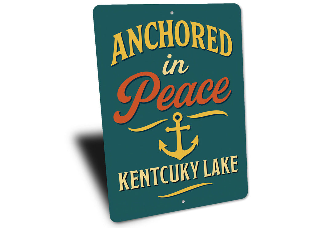 Anchored in Peace Kentucky Lake Aluminum Decor Sign