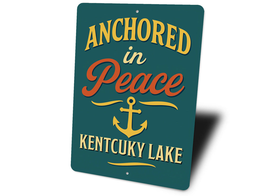 Anchored in Peace Kentucky Lake Aluminum Decor Sign