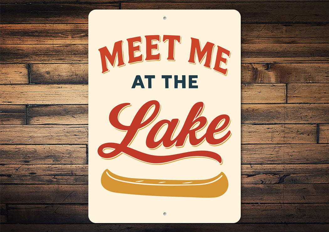 Meet Me At The Lake Aluminum Decor Canoe Sign