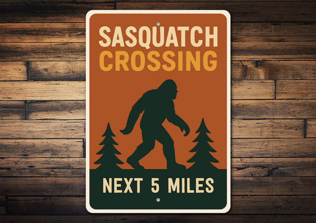 Sasquatch Crossing Next 5 Miles Bigfoot Warning Metal Sign