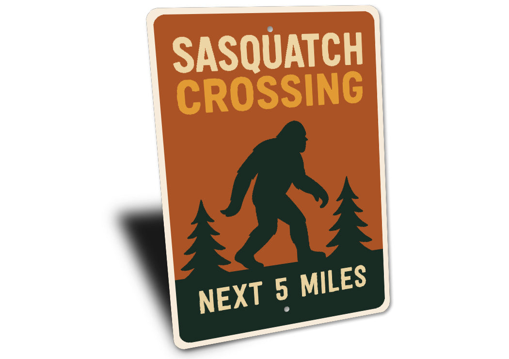 Sasquatch Crossing Next 5 Miles Bigfoot Warning Metal Sign