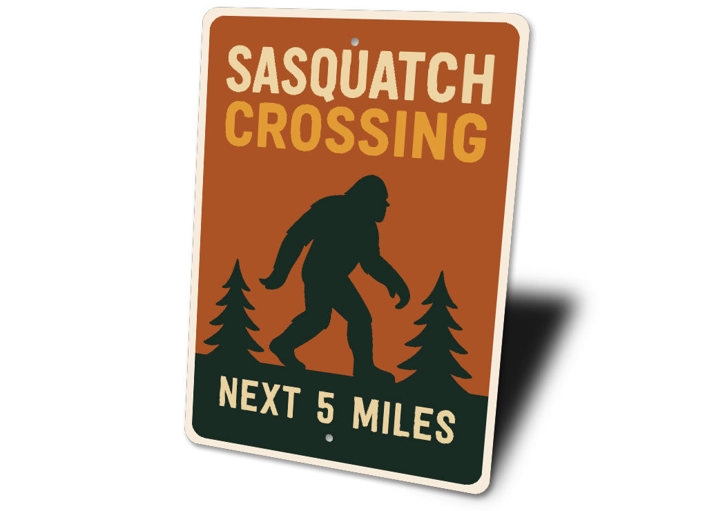 Sasquatch Crossing Next 5 Miles Bigfoot Warning Metal Sign