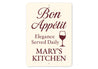 Bon Appetit Elegance Served Daily Personalized Kitchen Sign