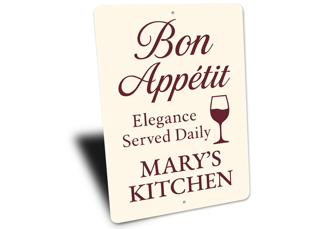 Bon Appetit Elegance Served Daily Personalized Kitchen Sign