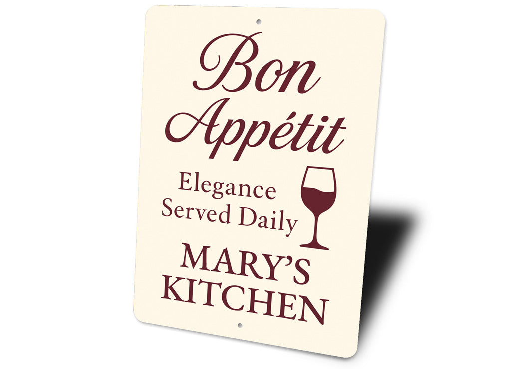 Bon Appetit Elegance Served Daily Personalized Kitchen Sign