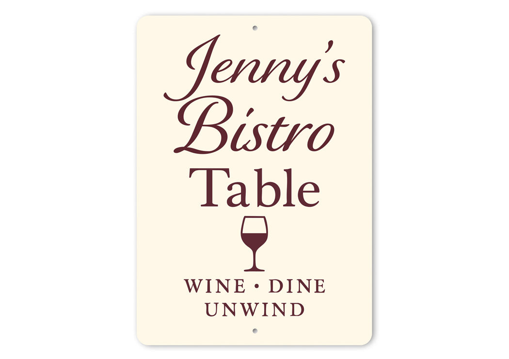 Personalized Bistro Table Sign Wine Dine Unwind Metal Decor