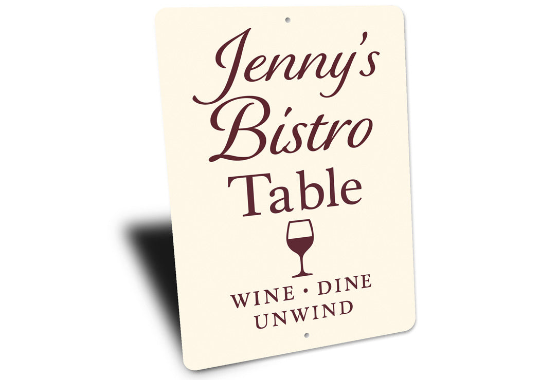 Personalized Bistro Table Sign Wine Dine Unwind Metal Decor