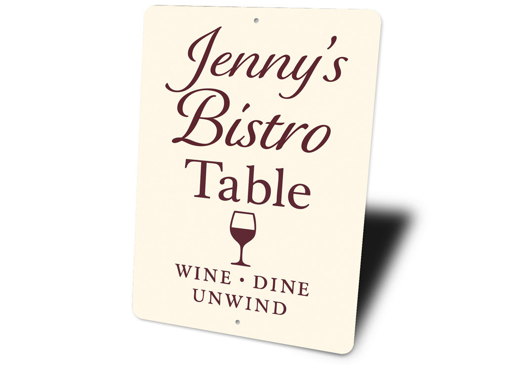 Personalized Bistro Table Sign Wine Dine Unwind Metal Decor