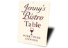 Personalized Bistro Table Sign Wine Dine Unwind Metal Decor