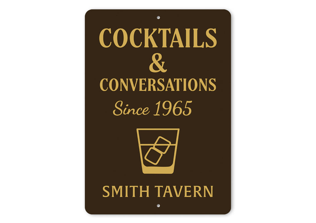 Cocktails And Conversations Personalized Tavern Metal Sign