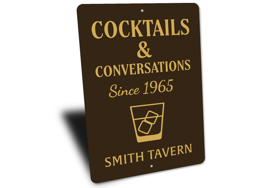 Cocktails And Conversations Personalized Tavern Metal Sign