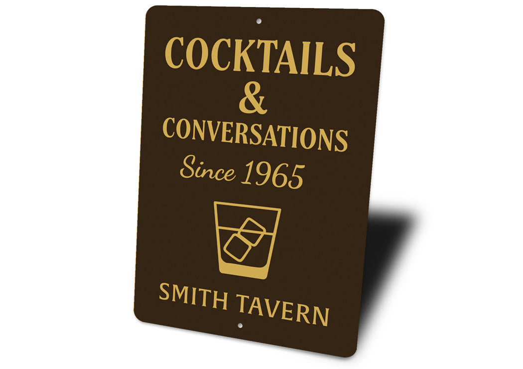 Cocktails And Conversations Personalized Tavern Metal Sign