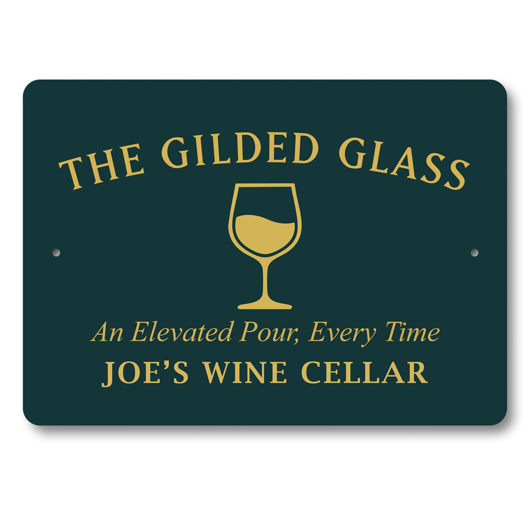 Gilded Glass Elevated Pour Personalized Wine Cellar Sign