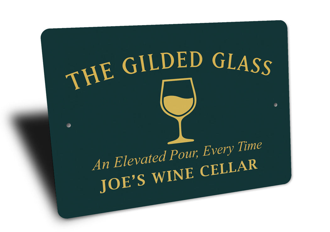 Gilded Glass Elevated Pour Personalized Wine Cellar Sign