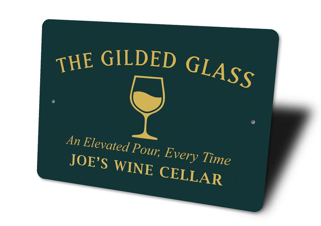 Gilded Glass Elevated Pour Personalized Wine Cellar Sign