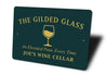 Gilded Glass Elevated Pour Personalized Wine Cellar Sign