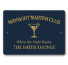 Midnight Martini Club The Night Begins Personalized Sign