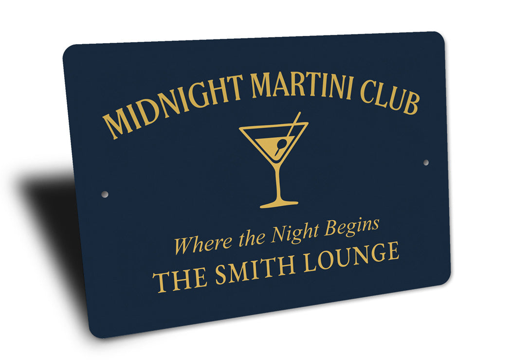 Midnight Martini Club The Night Begins Personalized Sign