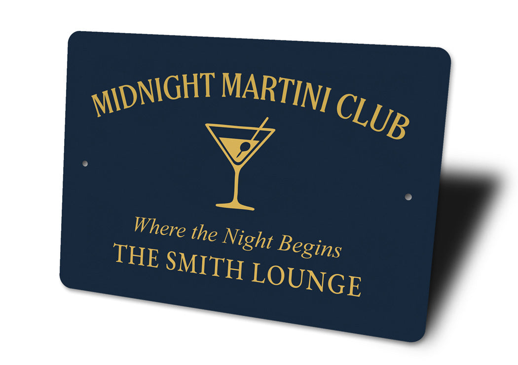 Midnight Martini Club The Night Begins Personalized Sign