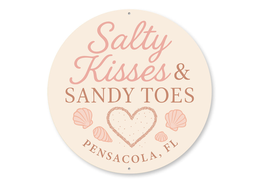 Salty Kisses And Sandy Toes Seashell Round Signs