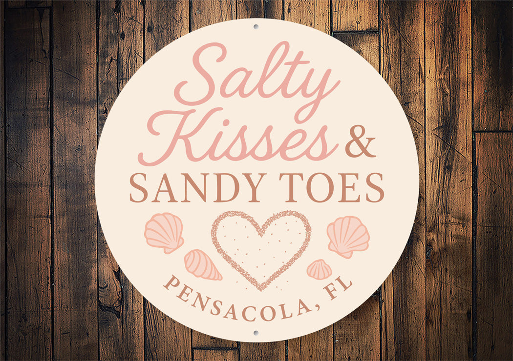Salty Kisses And Sandy Toes Seashell Round Signs